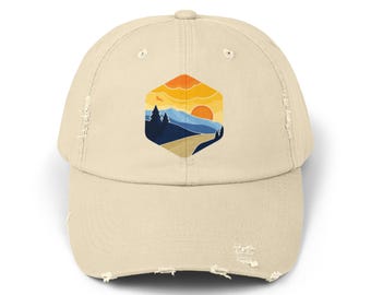 Distressed Dad Hat, Adventure Cap, Vintage Baseball Cap, Retro Baseball Hat, Unisex Outdoor Hat, Traveler Cap