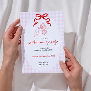Gingham Galentine&#39;s Day Party Einladung Vorlage
