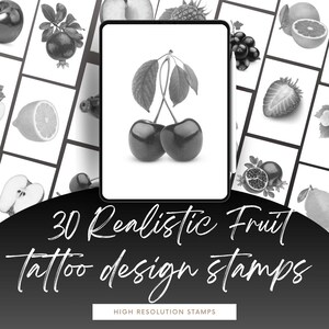 30 Realistic Fruit Procreate Stamps for Tattoo Artists - Large High-Res