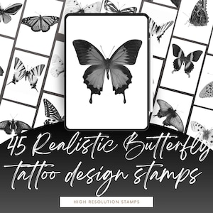 45 Realism Butterfly Procreate Stamps for Tattoo Artists - Large High-Res