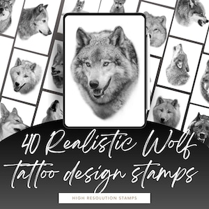 50 Realism Wolf Procreate Stamps for Tattoo Artists - Large High-Res