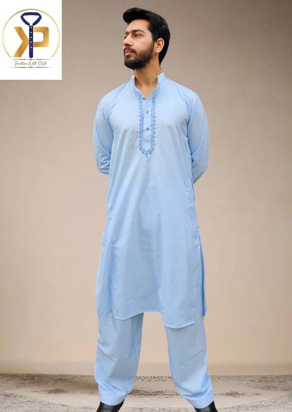 Light blue pathani kurta hotsell