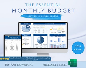 Maandbudgetspreadsheet voor Excel, financiële planner, budgetsjabloon, spaartracker, schuldentracker, onkostentracker, rekeningentracker