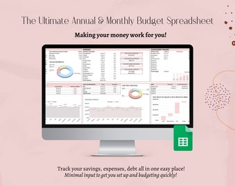 Annual & Monthly Budget Tracker | Automated Budget Template | Easily Budget by Paycheck | Savings, Debt, Expense Tracker | Google Sheets