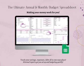 Annual & Monthly Budget Tracker | Automated Budget Template | Easily Budget by Paycheck | Savings, Debt, Expense Tracker | Google Sheets
