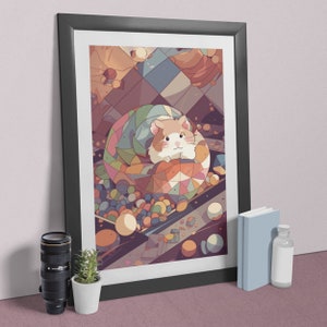 Printable Hamster Poster Art, Instant Downloadable Hamster Digital File, Kawaii Hamster Art File