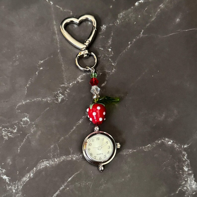 Strawberry Pocket Watch Keychain image 3