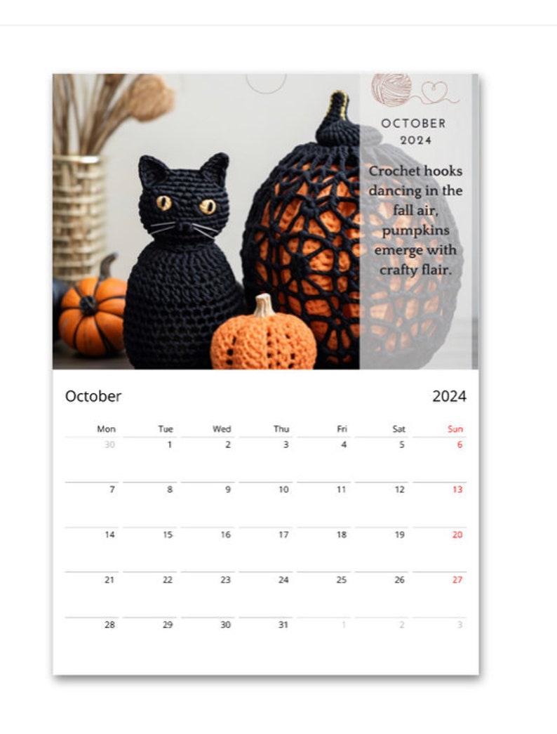 Personalized Crochet Wall Calendars Gift for Crochet Customized 2024