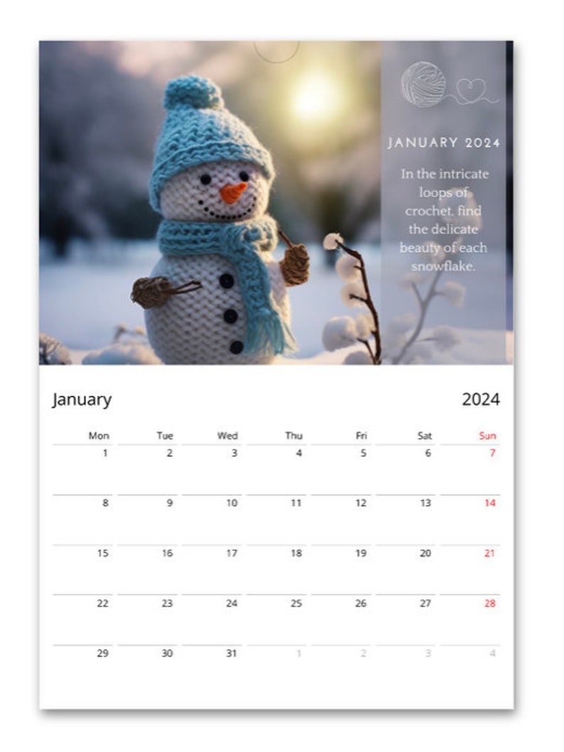 Personalized Crochet Wall Calendars Gift for Crochet Customized 2024