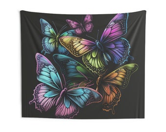 Butterfly rainbow colorful Indoor Wall Tapestries