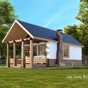 26x16 Modern Tiny Home Plans | Permit Set Tiny Home Blueprints | Small Tiny House Blueprints | Tiny Home with Loft | Log Cabin Plans