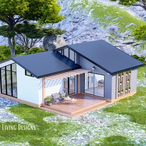 31x31 Modern Tiny Home Plans | Small Tiny House Blueprints | Full Set Plans for Tiny Home | Small Home Design | 2 Bedroom Small House Plans