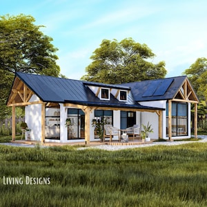 22x24 Modern Tiny Home Plans | Small Tiny House Blueprints | Full Set Plans for Tiny Home | Log Cabin Plans | Tiny Home Blueprints