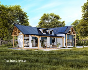 25x40 Modern Tiny Home Plans | Small Tiny House Blueprints | Full Set Plans for Tiny Home | Log Cabin Plans | Tiny Home Blueprints