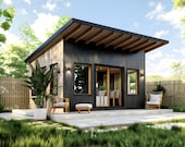 16' x 16' ADU Plans | Backyard Office Plans | Pool House Plans | Office Plans | Backyard ADU Architectural Plans - PDFs & CAD