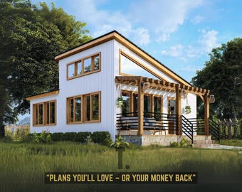 20x30 Modern Cabin Plans | Cabin Floor Plans | Tiny Home Plan | Rustic Cabin Plans | Small House Floor Plans | Tiny House Design | PDF & CAD