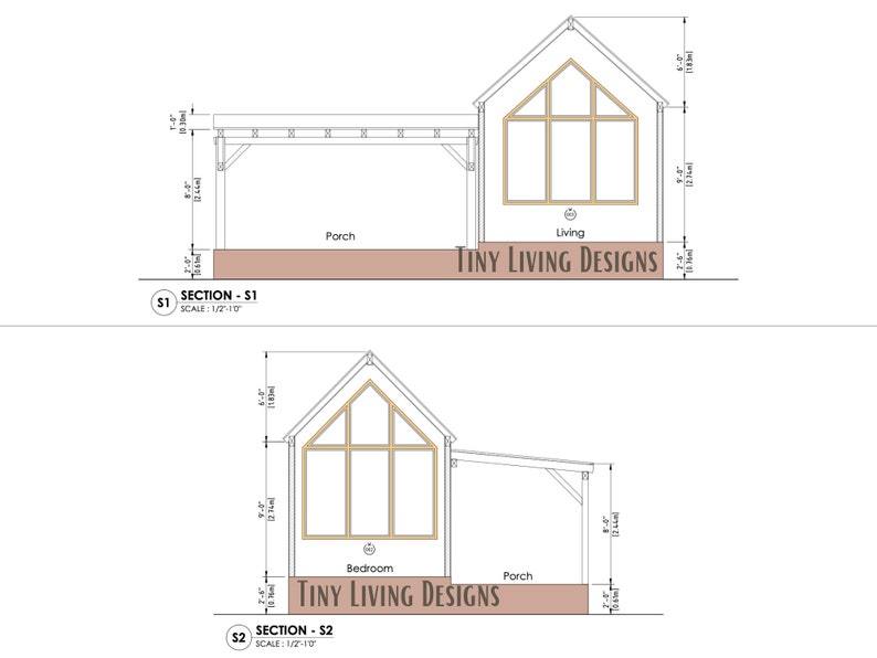 20X30 Modern Tiny Home Plans Small Tiny House Blueprints Full Set Plans for Tiny Home Log Cabin Plans Tiny Home Blueprints image 5