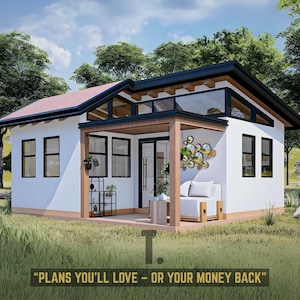 16x20 kleine Wohnpläne | Kleine Haus Grundrisse | Tiny Home Designs | Cabin Grundriss | Kleine Tiny Home Blueprints | Kleines Haus mit Terrasse