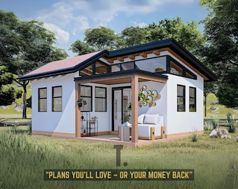 16x20 Tiny Home Plans | Tiny House Floor Plans | Tiny Home Designs | Cabin Floor Plans | Small Tiny Home Blueprints | Tiny Home with Patio