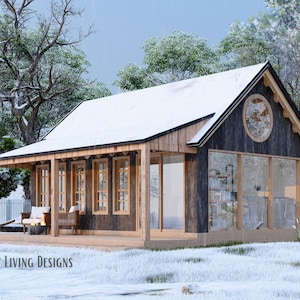 25x26 Moderne Tiny Home Pläne | Kleine Miniatur Haus Blaupausen | Vollständiges Set für Tiny Home | Blockhaus Pläne | Kleine Blaupausen