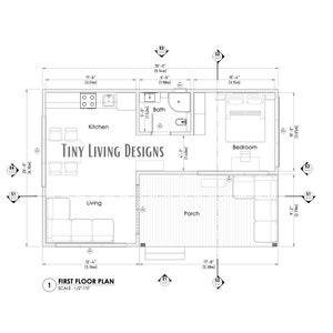 20X30 Modern Tiny Home Plans Small Tiny House Blueprints Full Set Plans for Tiny Home Log Cabin Plans Tiny Home Blueprints image 2