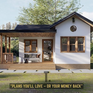 22 x 24 Tiny Home-plattegrond | Plattegronden voor kleine huisjes | DIY Tiny Home-inlijstplannen | Tiny Home-loftplan | Blauwdrukken voor kleine huizen | DIY-plannen