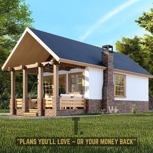 Planos de minicasas modernas de 26 x 16 pulgadas / Conjunto de permisos / Planos de minicasas / Planos de minicasas pequeñas / Minicasa con loft / Planos de cabañas de troncos