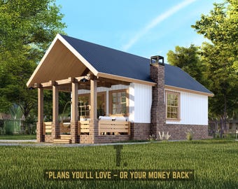 26x16 Modern Tiny Home Plans | Permit Set Tiny Home Blueprints | Small Tiny House Blueprints | Tiny Home with Loft | Log Cabin Plans