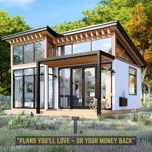 20' x 26' moderne plattegronden voor kleine woningen | Vergunningset Tiny Home-blauwdruk | Blauwdrukken voor kleine huisjes | Cabineplannen |  Plattegronden blokhutten: pdf en CAD