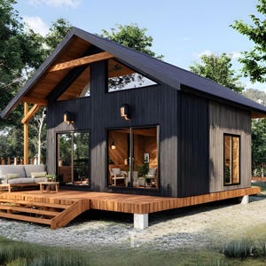 17&#39; x 20&#39; Tiny Home Plans | 1 Bed Tiny Home Plans | Pool House Plans | Tiny House Designs | DIY Cabin Plans |  ADU Plans - PDFs & CAD