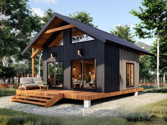 17' x 20' Tiny Home Plans | 1 Bed Tiny Home Plans | Pool House Plans | Tiny House Designs | DIY Cabin Plans |  ADU Plans - PDFs & CAD