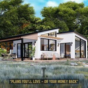 25x34 Cabin Floor Plans | Tiny House Floor Plans | 1 Bed Tiny Home Plans | Small House Plans | Full Set Architectural Plans - PDF & CAD