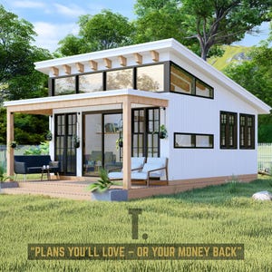 27 x 17 moderne plattegronden voor kleine woningen | Vergunningsset Tiny Home-blauwdrukken | Blauwdrukken voor kleine huisjes | Cabineplannen | Kleine plattegronden