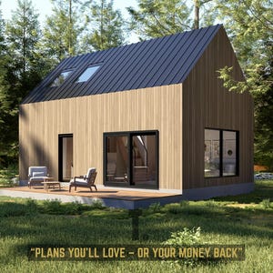 18 x 32 Scandinavische huttenplattegronden | Plattegronden cabine | Tiny Home-abonnement | Scandinavische huisplannen | ADU-abonnementen | Schuurhuis | Tiny House met vide