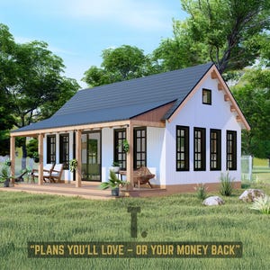 16 x 26' moderne plattegronden voor kleine woningen | Vergunningsset Tiny Home-blauwdrukken | Blauwdrukken voor kleine huisjes | Cabineplannen | Plattegronden huisjes