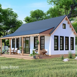 22' x 26' Modern Tiny Home Plans | Permit Set Tiny Home Blueprints | Small Tiny House Blueprints | Cabin Plans | Cottage Floor Plans