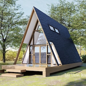 27x18 A-Frame Cabin Plans | DIY Aframe Plans | 486SF Tiny Home Plan | Tiny Home with Loft | House Plans with Loft | Cabin Floor Plans