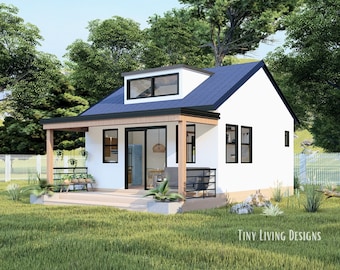 18&#39; x 26&#39; Modern Tiny Home Plans | Permit Set Tiny Home Blueprints | Small Tiny House Blueprints | Cabin Plans | Small Studio Floor Plans