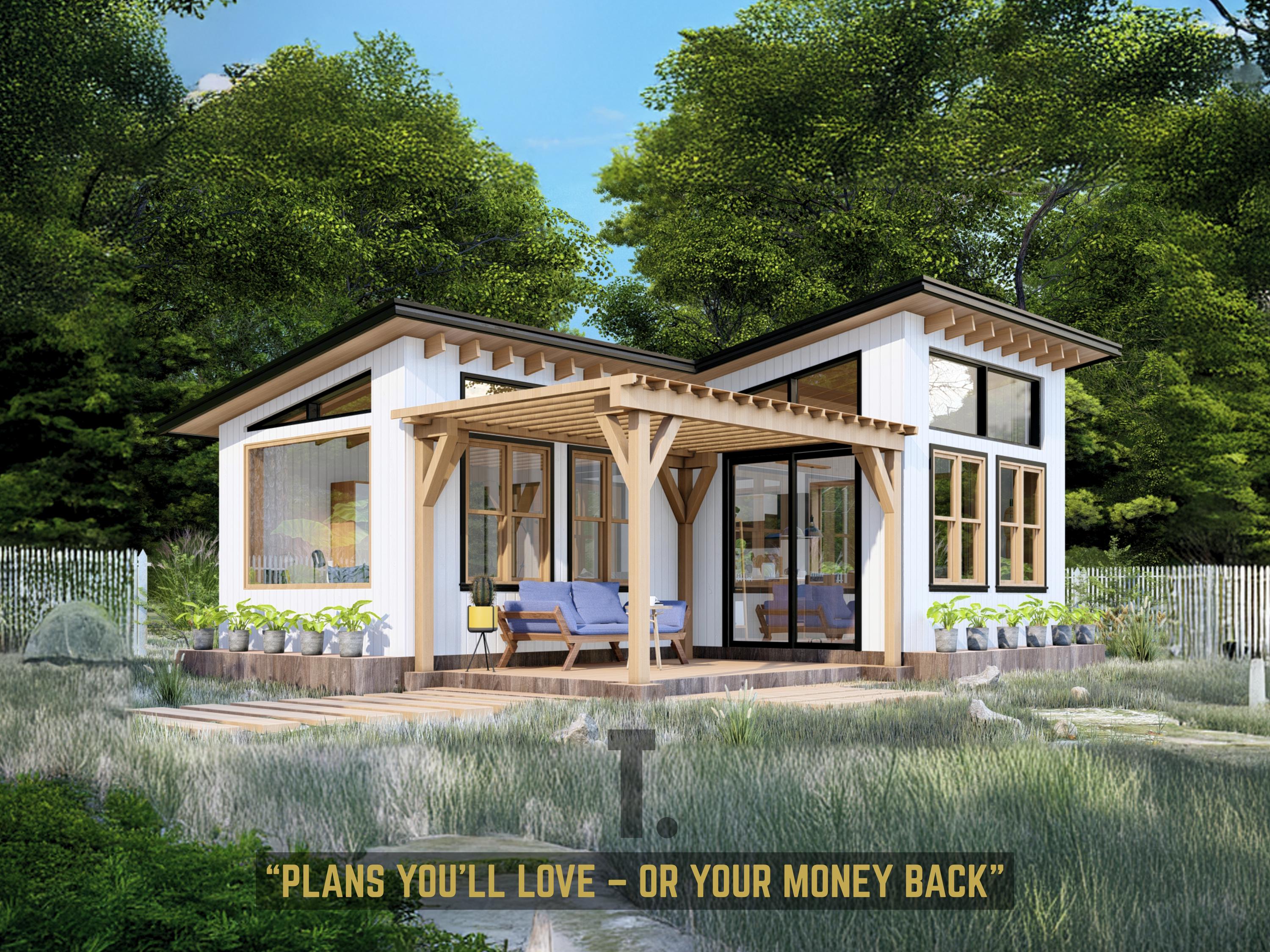 Plattegronden van 22 x 28 kleine huisjes | Kleine huisjes met 1 bed | Plattegronden voor kleine huizen | Zelfgemaakte huisjes | Tiny Home-plannen | Prefab TinyHouse | ADU-abonnementen
