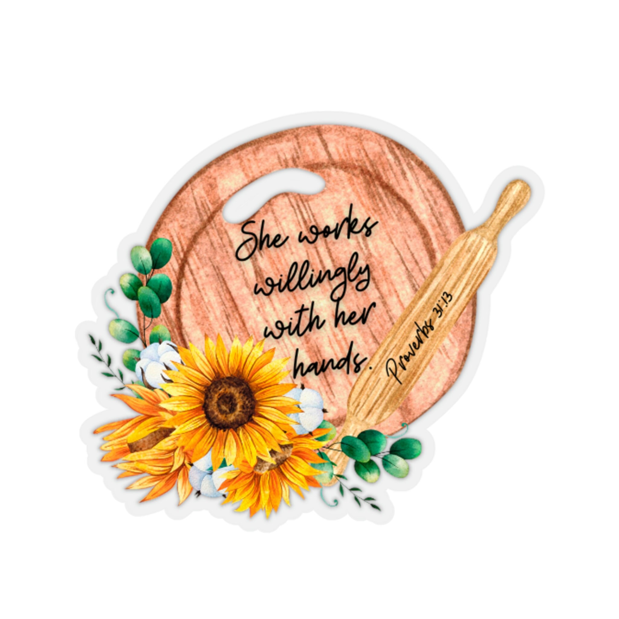 Spreuken 31:13 Sticker/Zij werkt gewillig met haar handen/ Gereformeerde Theologie/Puriteins