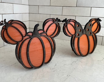 Mickey and Minnie Pumpkins | Mickey and Minnie Pumpkin Signs | Mickey and Minnie Halloween Decor | Mickey and Minnie Fall Wood Signs
