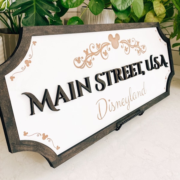 Disney Main Street Sign | Classic Disney Decor | Disney Home Decor | Disney Wall Sign | Disney Wood Sign | Mickey Mouse Sign | Main St.