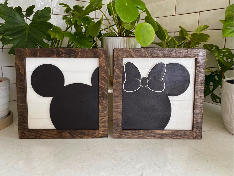 Disney Mickey and Minnie Wood Signs Etsy