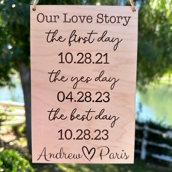 Love Story Sign | Personalized Anniversary Wood Sign gift | Personalized wooden Newlywed Sign | Personalized Wedding Sign | Engagement gift