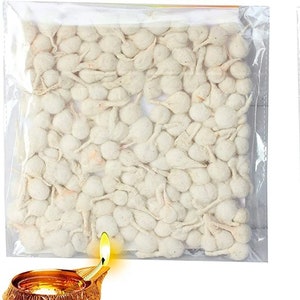 Hand Rolled Cotton Diya Wicks for Puja Batti Akhand Oil Lamps (Small) 500 Wicks