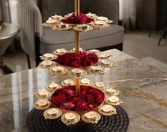 3 Floor/Layer Diwali Candle Holder Stand Urli Traditional Diya With Stand Festive Home Diwali Decoration, Wedding Gift Party Decor Gift