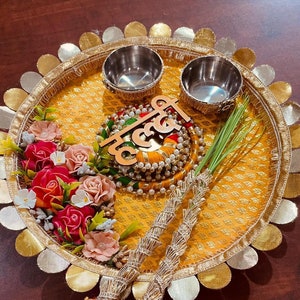 haldi Plate For Haldi/Pith/Manda/Tel Baan Ceremony Indian, Pakistani, Punjabi Wedding, Haldi Thaal, Kumkum Haldi Plate, Pooja Plate