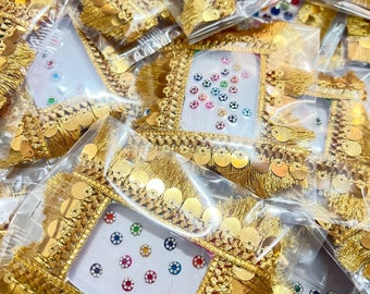 25x Gold/Silver Classic Bindi Multicolor | Bindis | Assorted Shape, Size and Design Crystal Bindis mehandi haldi sangeet ladies favour gift