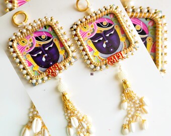 Srinath Ji Shubh Labh Hanging Pair, For Temple, Diwali Décor, Hanging, Diwali Gift, Wedding/Festival Décor, Temple Décor, Door Hanging