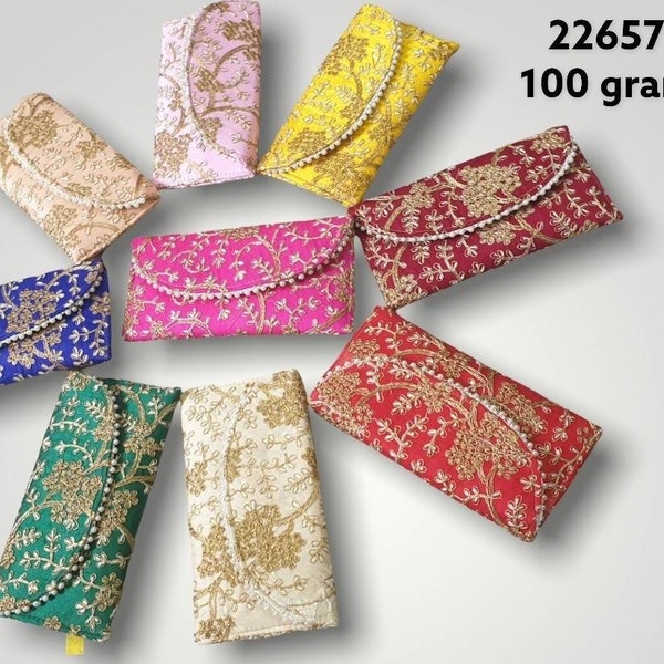 Lot of 5-100 Pcs Indian Handmade Women's Embroidered Clutch Purse Bag, Indian Wedding Gifts, Bridesmaid Gifts, Wedding Favor, Return Gift